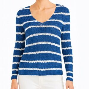 Banana Republic Blue White Stripe Cotton Sweater XS Nautical Coastal